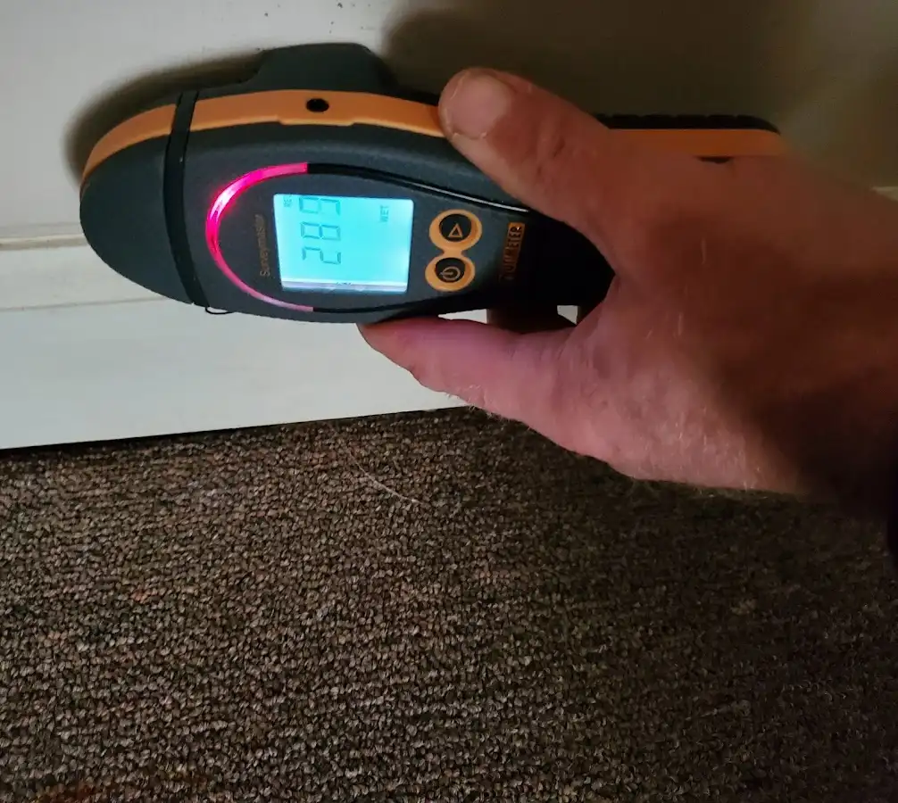 Moisture detection at baseboard during Storm Damage Restoration in El Segundo